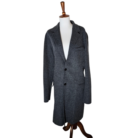 Vince Wool Blend Gray Longline Overcoat Blazer Jacket Medium NWT - Picture 4 of 9